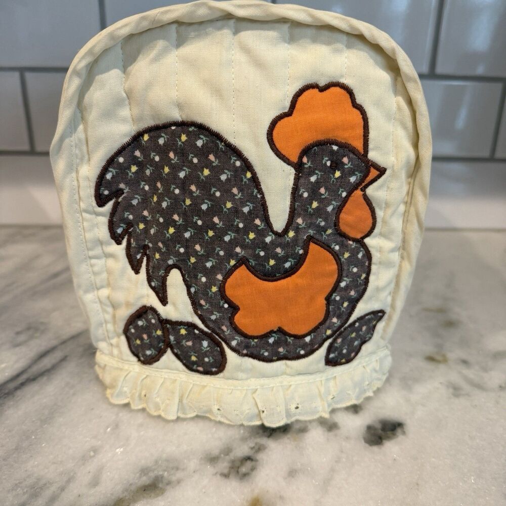 Vintage Chicken Rooster Toaster Appliance Cover 60s/70s Brown & Orange Retro